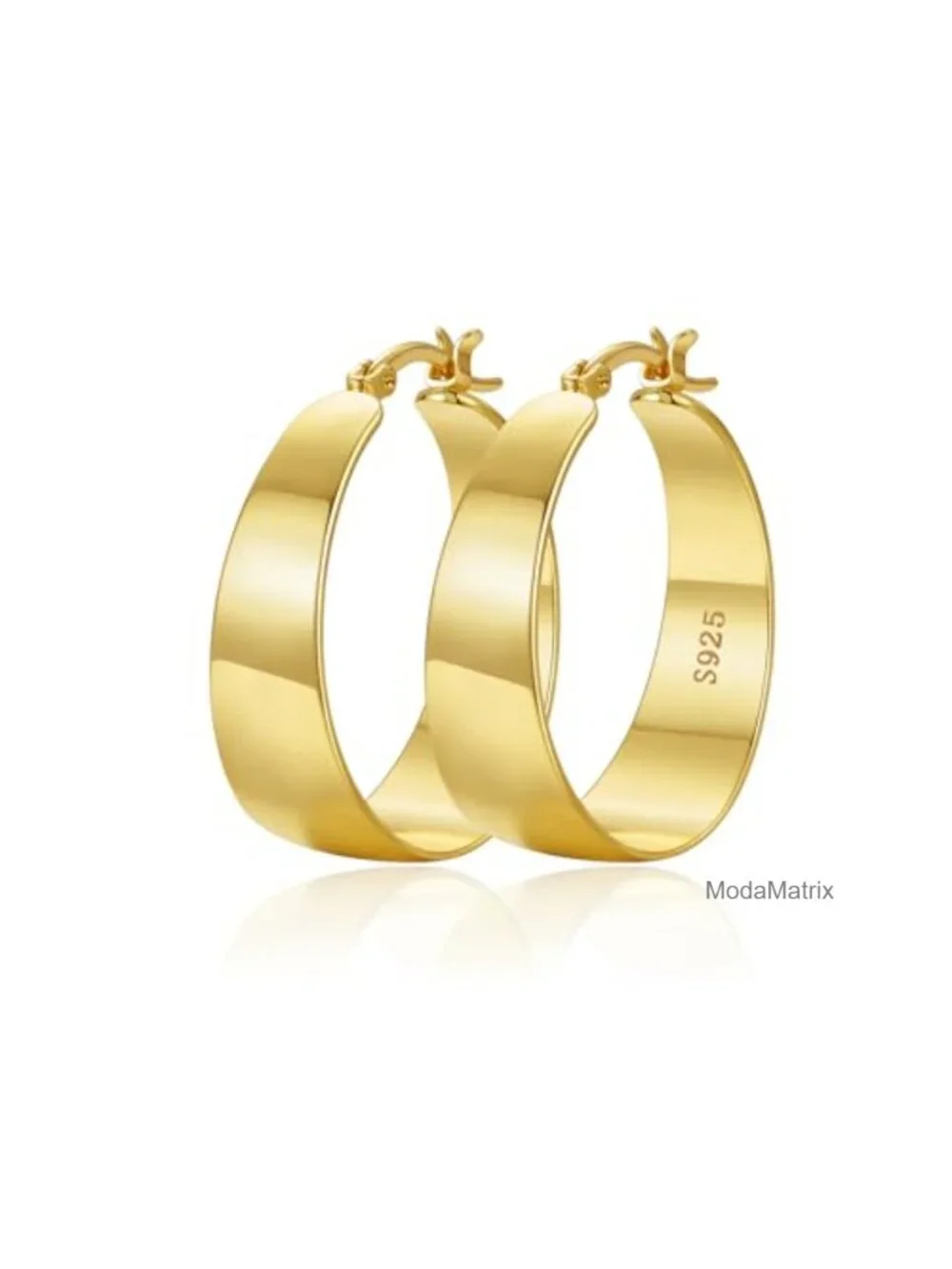 10mm Wide 14K Gold Plated Sterling Silver Hoop Earrings for Women